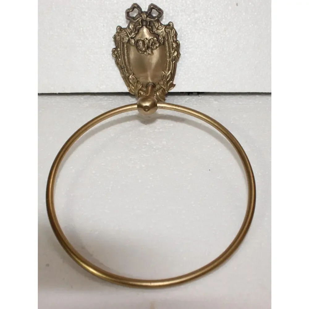 Antique Brass Bathroom Hardware  | Solid Brass Towel Ring & Toilet Paper Holder